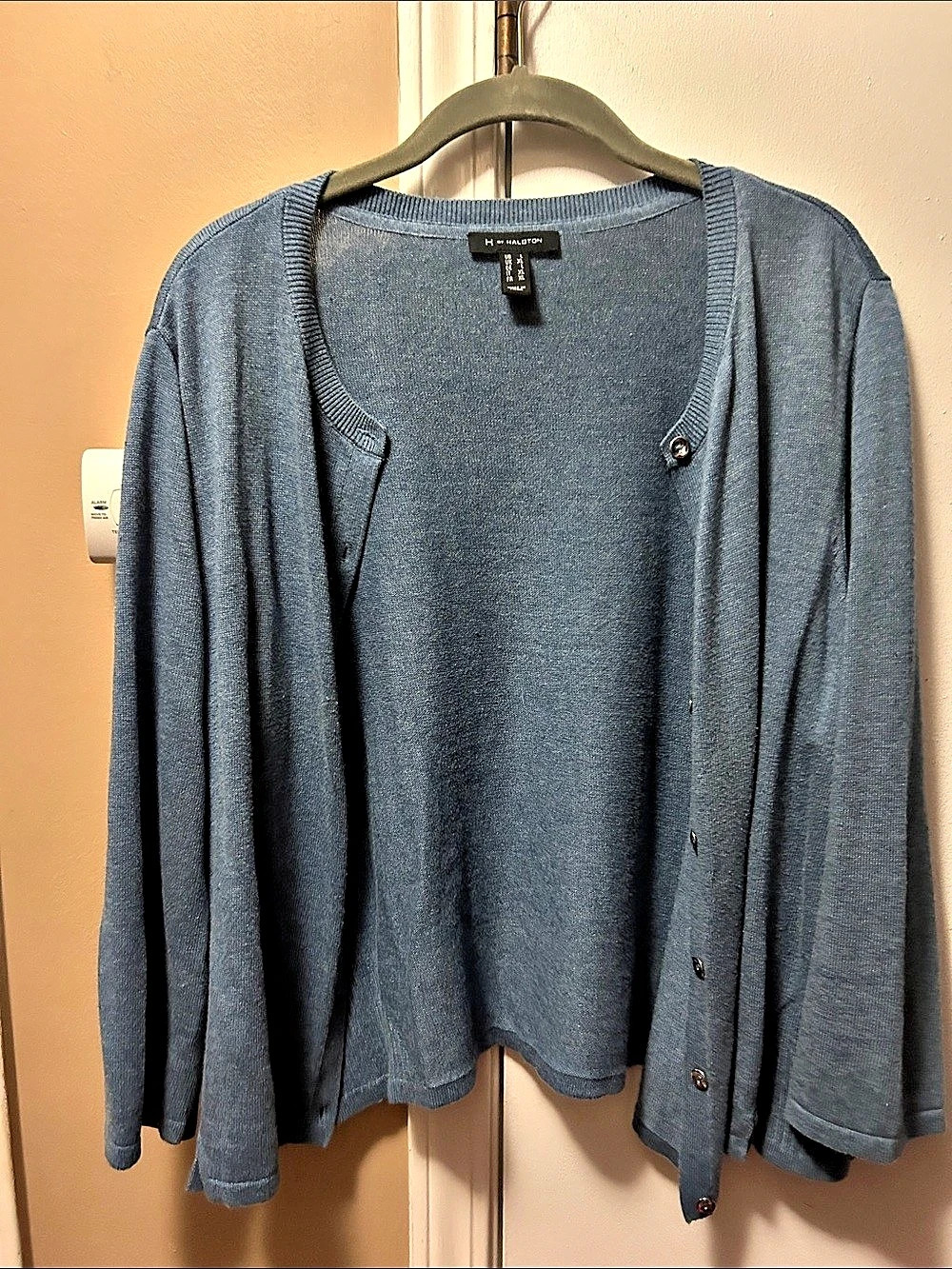 H by Halston Button-Front Cardigan in Blue XL